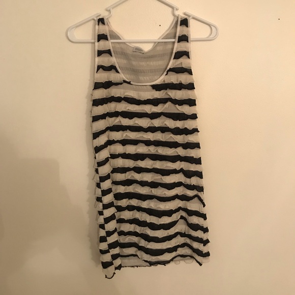 Charming Charlie’s Black and white frill tank top - Picture 1 of 2